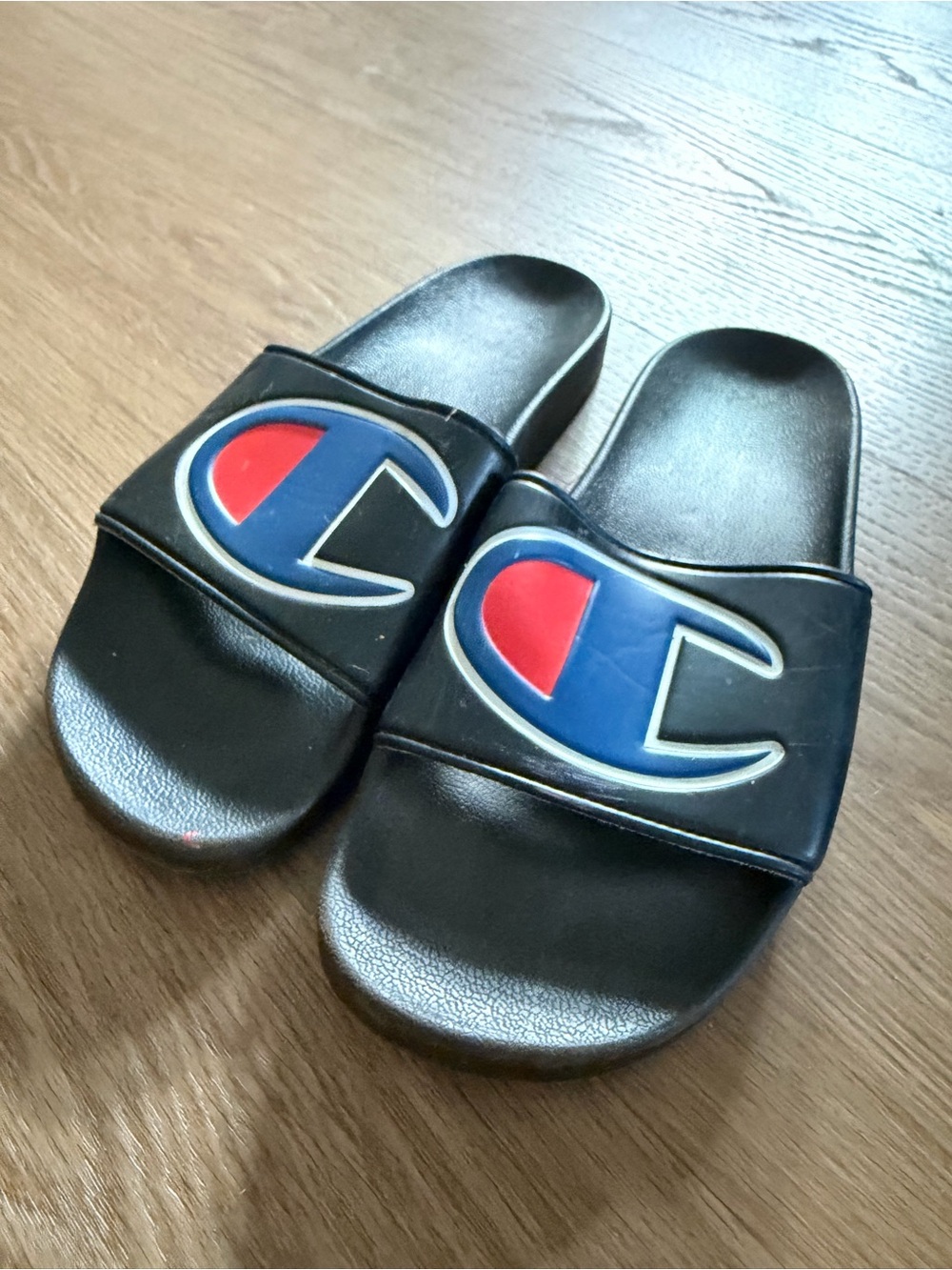 Champion IPO Black Logo Slide Sandals Men’s Size 8 Women’s 10 Comfort Slides